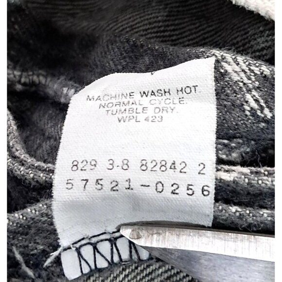 Vintage Levis Jean Jacket Acid Wash Black Denim Size L 1980s Epaulets Cropped - Picture 13 of 13